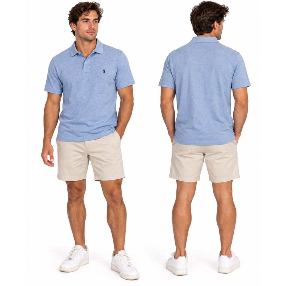 Polo Ralph Lauren Polo Shirt XL Light Blue Custom Slim Fit Short Sleeve Preppy